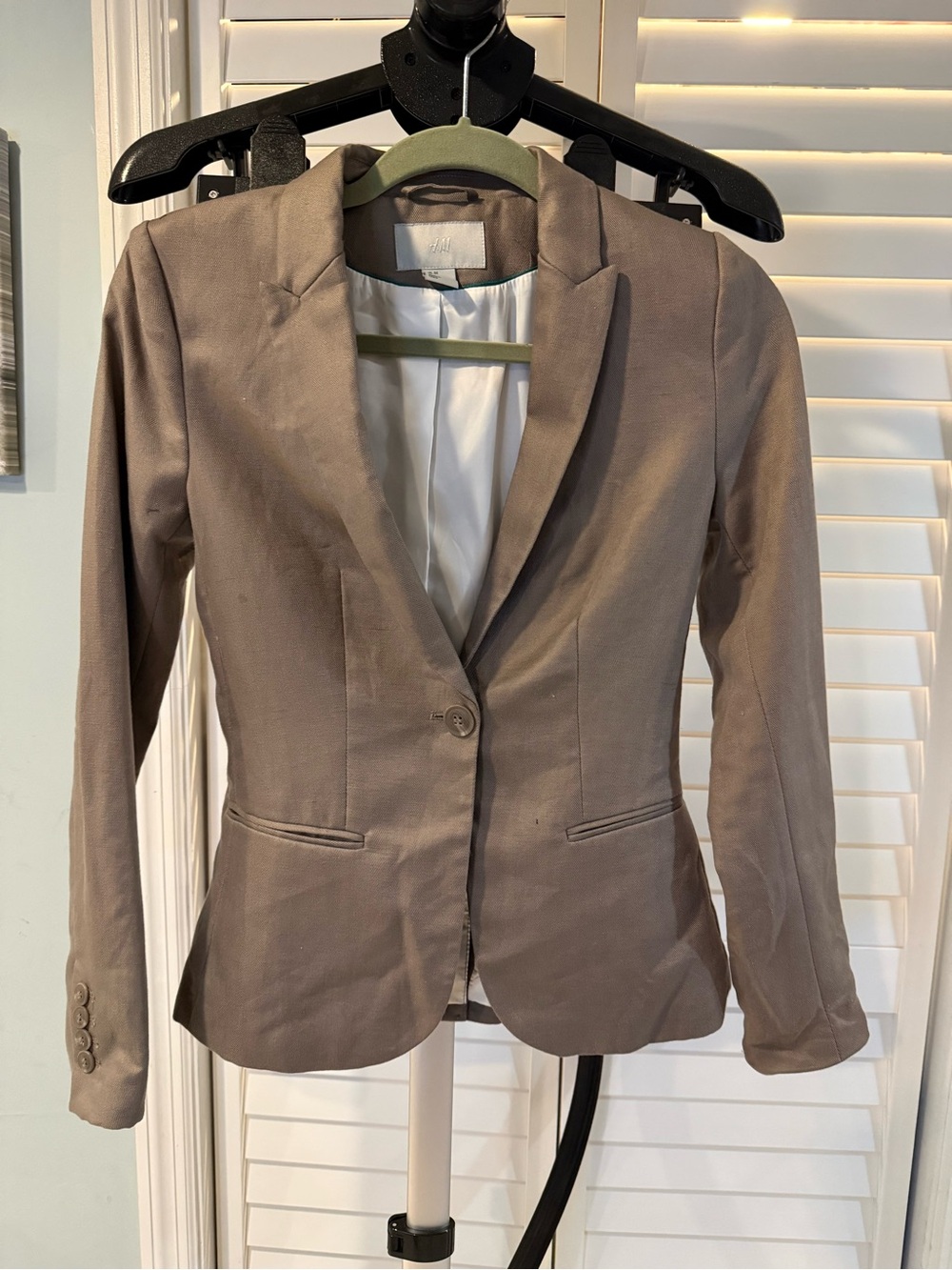H&M Women's Taupe Single-Button Tailored Blazer